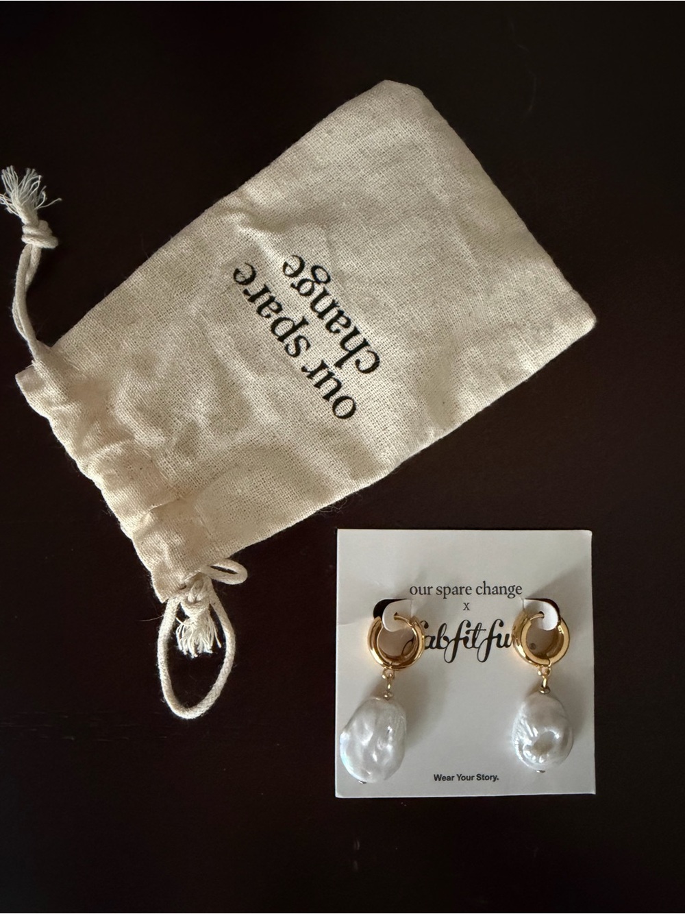 Our Spare Change x Fab Fit Fun Gold Hoop Earrings with White Baroque Pearls
